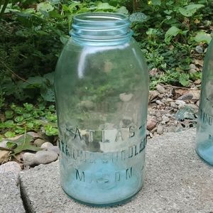 Large Blue Atlas Mason Jar
